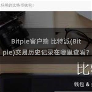 Bitpie客户端 比特派(Bitpie)交易历史记录在哪里查看？